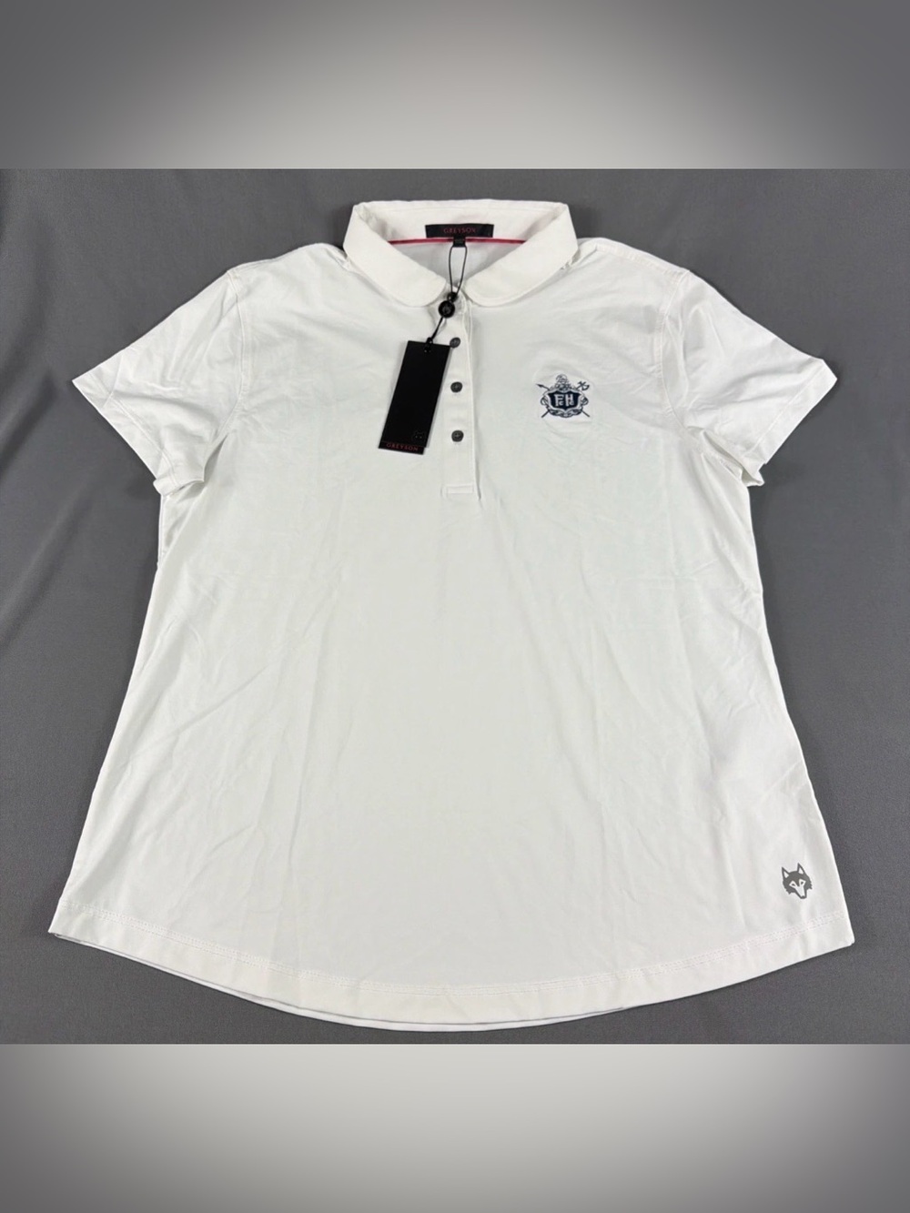 Greyson Womens Golf Shirt Polo Chest Logo Scarlett Large White Nylon Spandex